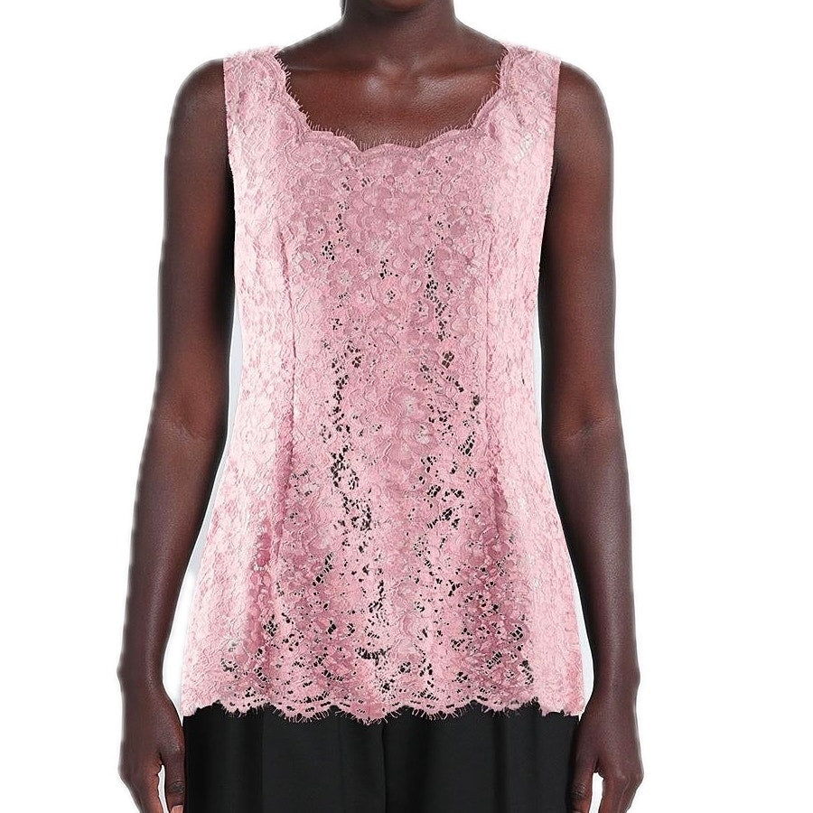 NWT Dolce & Gabbana Pink Lace Sleeveless Tank Top Blouse IT 40 S