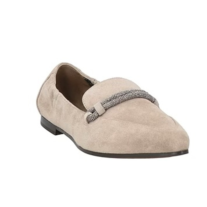 Brunello Cucinelli Woman's Suede Beaded Loafers Grey 36