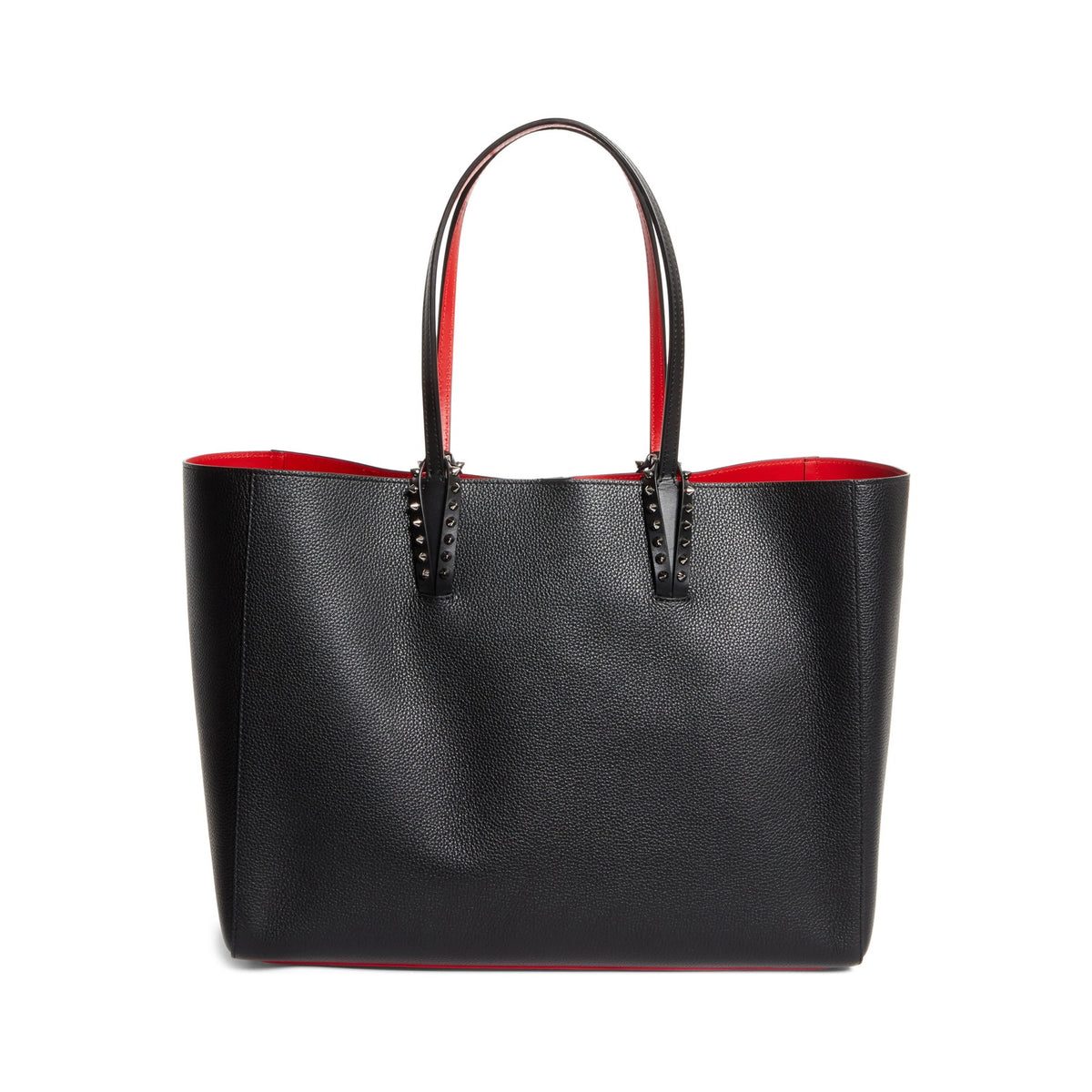 Christian Louboutin Cabata Calf leather spikes Tote Bag Black Red
