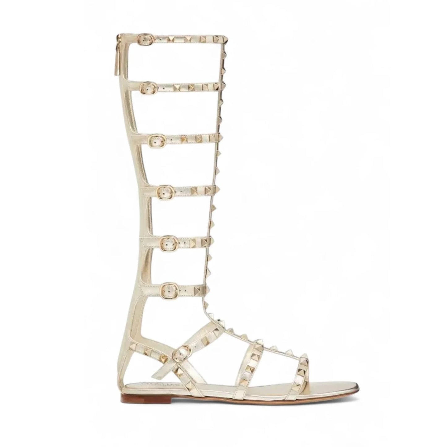 Valentino Garavani Metallic Gold Rockstud Gladiator Sandals  36