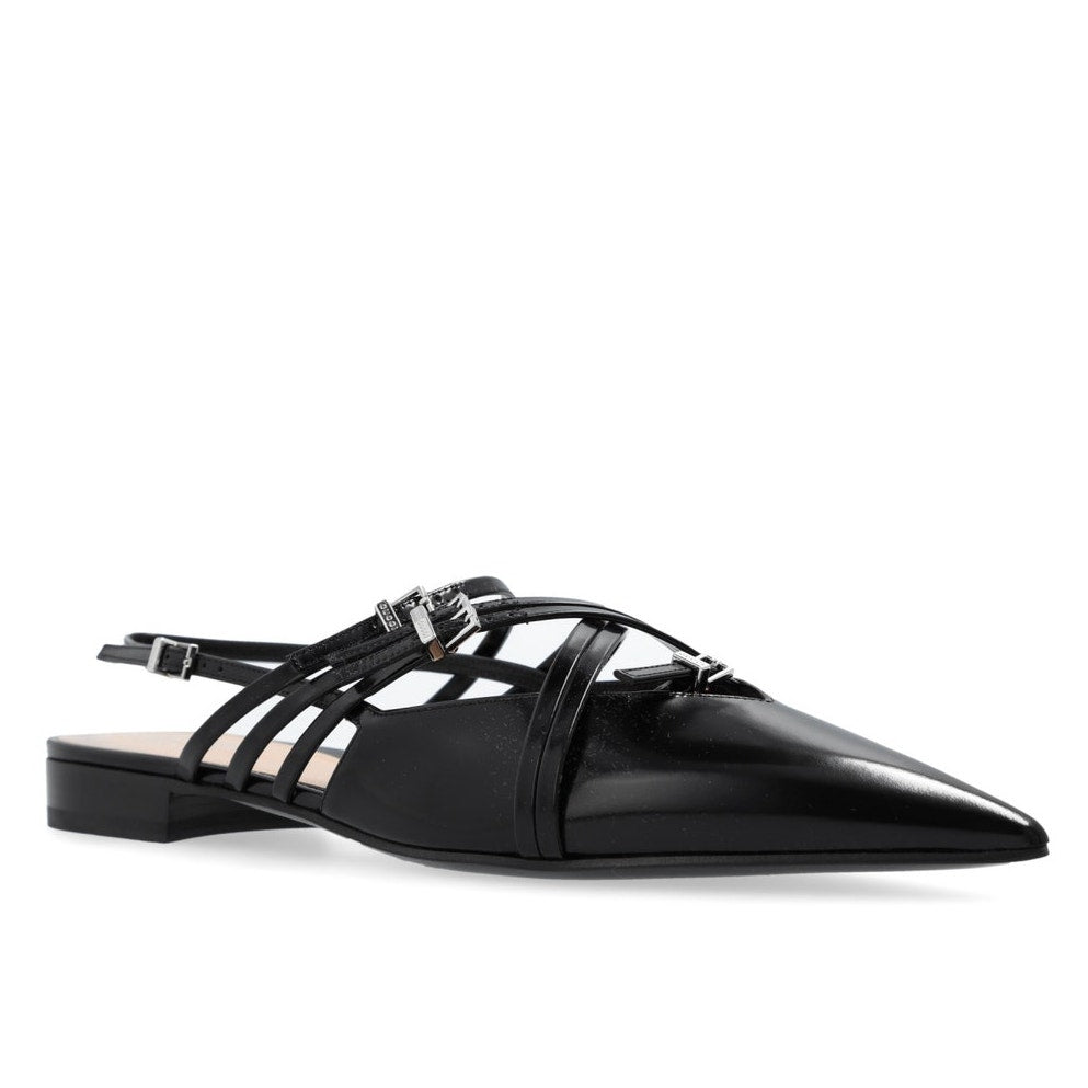 Gucci Seraphine Black Strappy Pointed toe  slingback Ballet Flats buckles