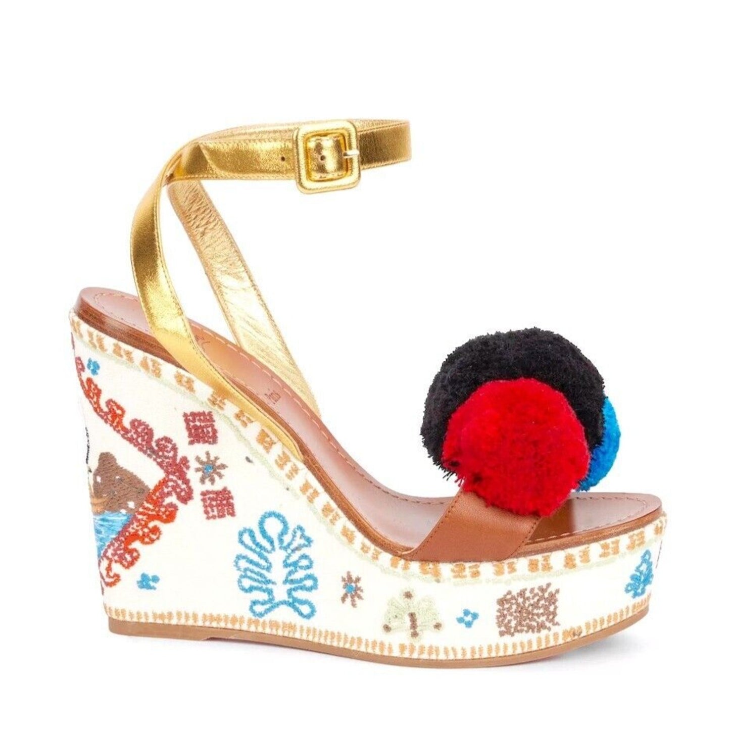 CHRISTIAN LOUBOUTIN Cycladissimo 120 Leather wedge sandals Multicolor