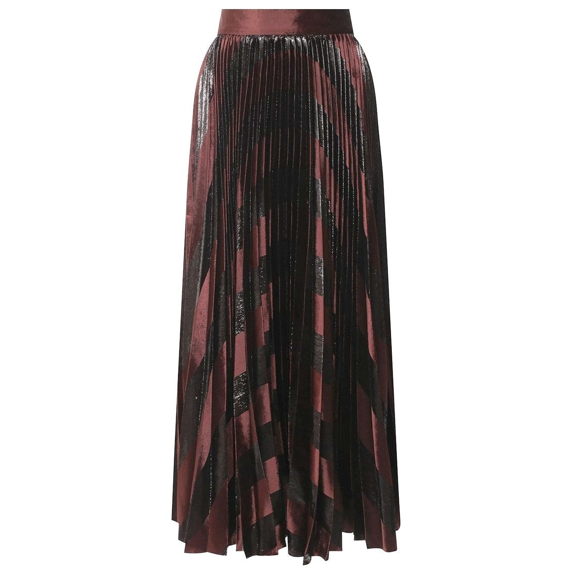 NWT Dolce & Gabbana Dark Brown Metallic Velvet Pleated Long Skirt IT 36 US XXS