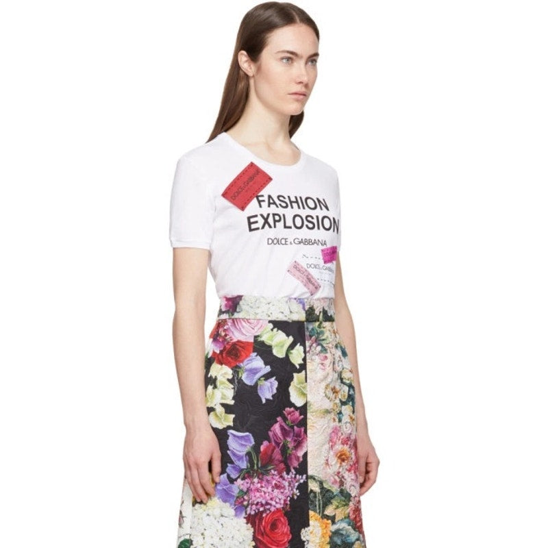 NWT Dolce & Gabbana White Fashion Explosion T-shirt  IT 36