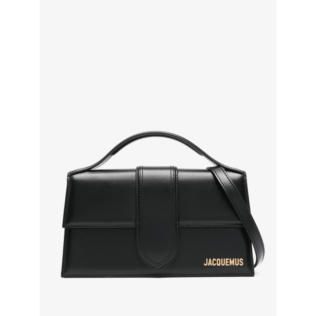 NWT Jacquemus Black Le Grand Bambino Leather Crossbody Bag Gold Logo