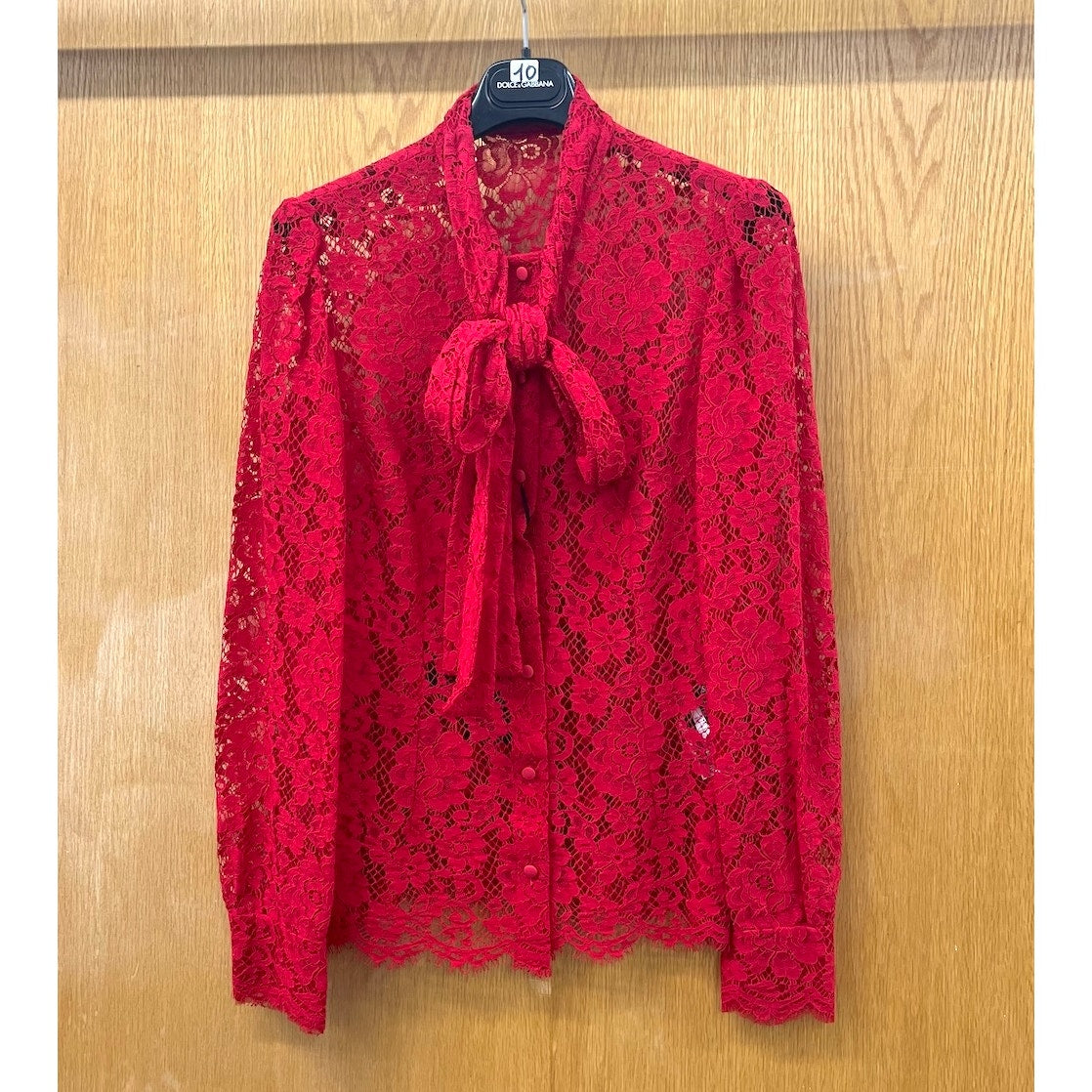 NWT Dolce & Gabbana Cordonetto Lace Blouse Shirt Red