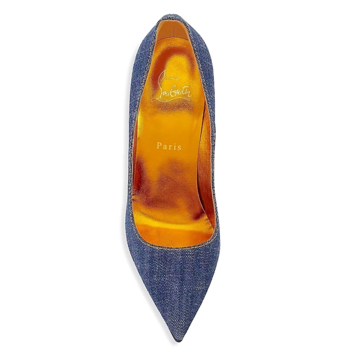 Christian Louboutin So Kate 120 leather pointed toe pumps Blue Denim Gold