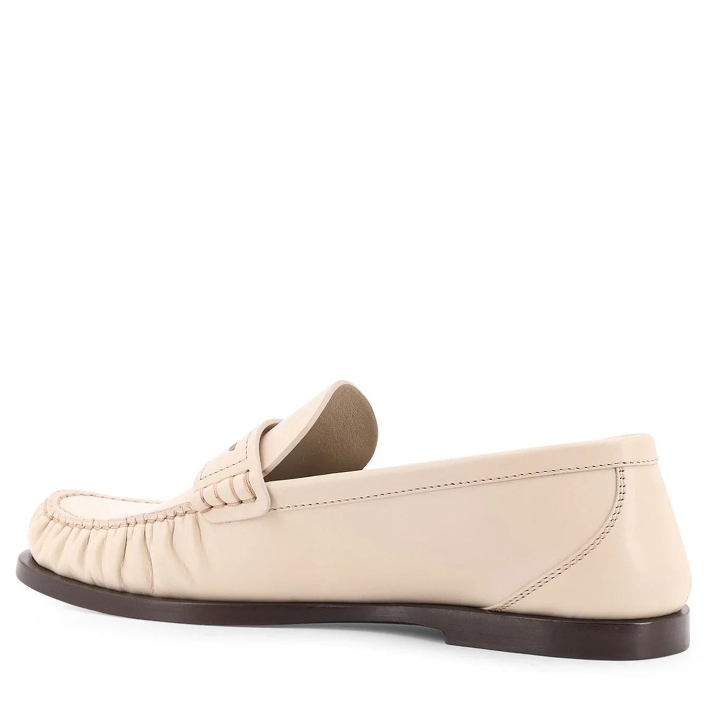 NIB Saint Laurent YSL Logo Plaque Leather Penny Loafers White