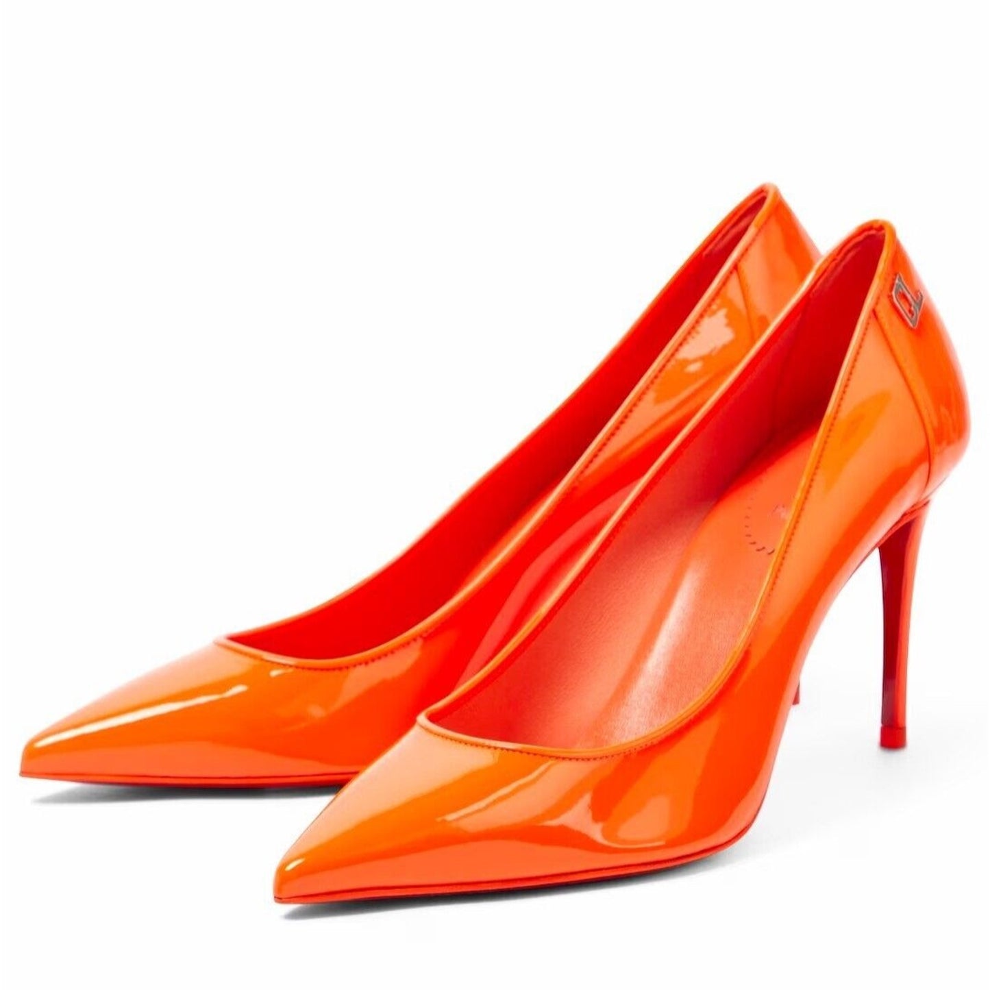 Christian Louboutin Sporty Kate 85 patent leather pointed toe pumps Orange