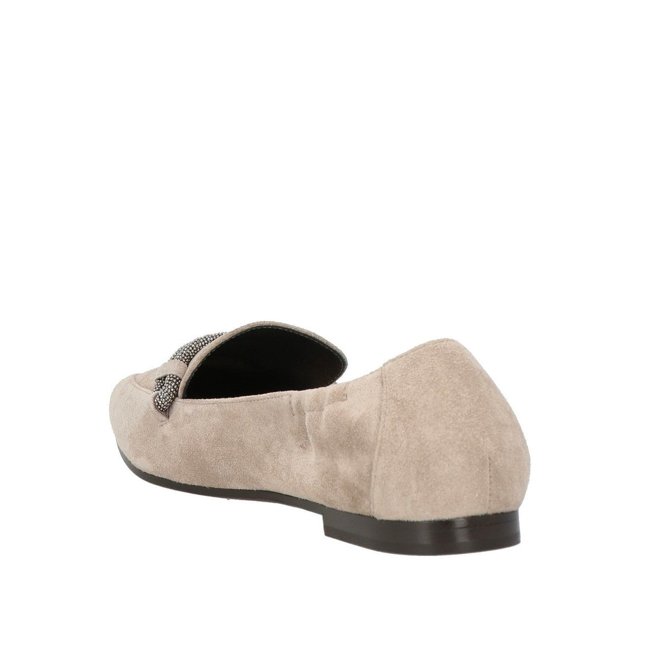 Brunello Cucinelli Woman's Suede Beaded Loafers Grey 36