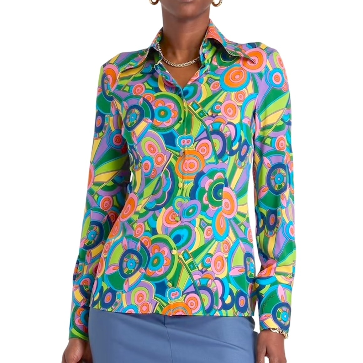 NWT Dolce & Gabbana Silk abstract Print Blouse Shirt Multicolor  IT 40 US S