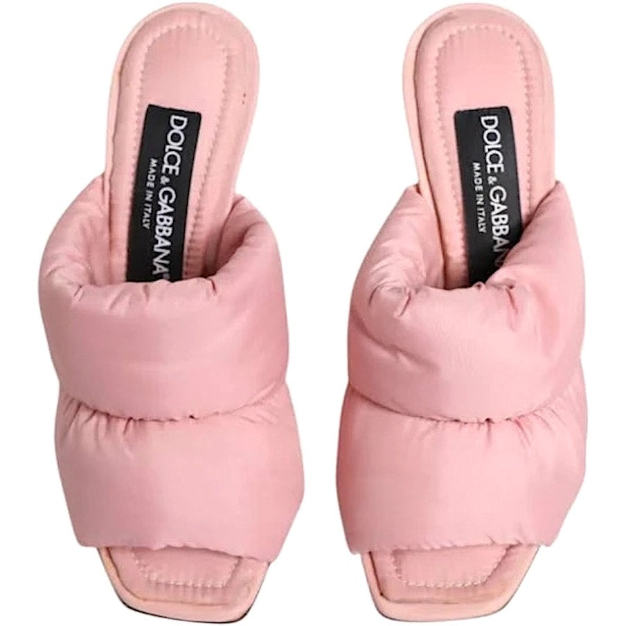 Dolce & Gabbana Quilted Interlocking Dg Heel Piumino Slide Sandal Pink