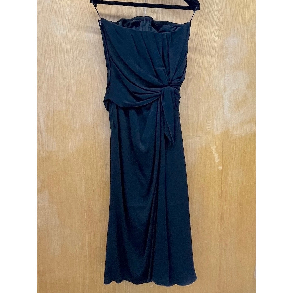 DOLCE & GABBANA Strapless Ruched Midi Dress Black 40 S