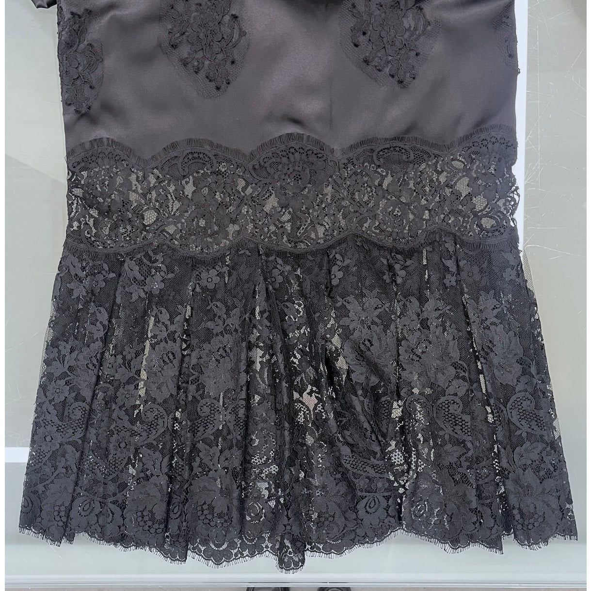 NWT Dolce & Gabbana Chantilly Lace Silk Satin Midi Dress Black IT 40 US S