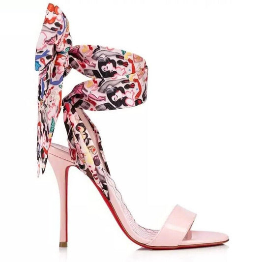 CHRISTIAN LOUBOUTIN Fetish Du Desert Dr Bored Pinup Ankle Tie Sandals Pink