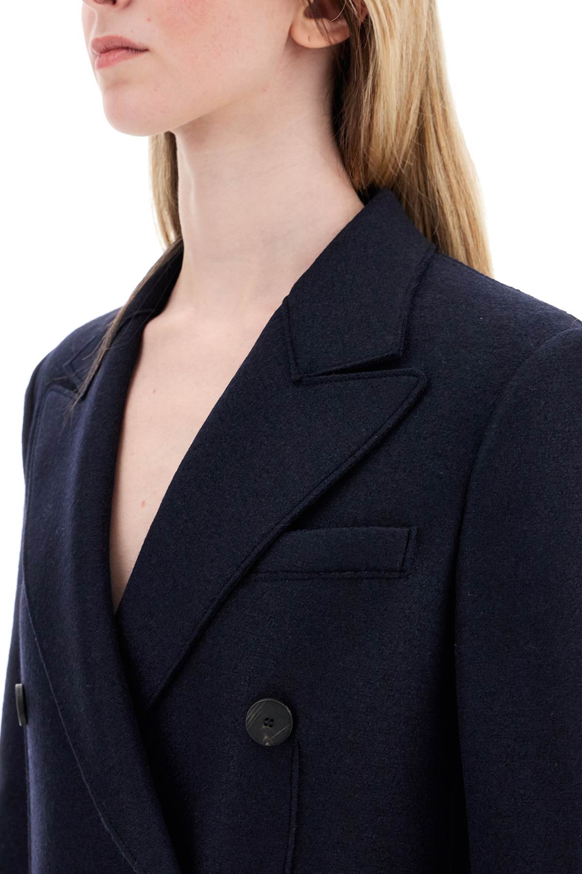 Harris Wharf London Double-Breasted Pressed Wool Coat