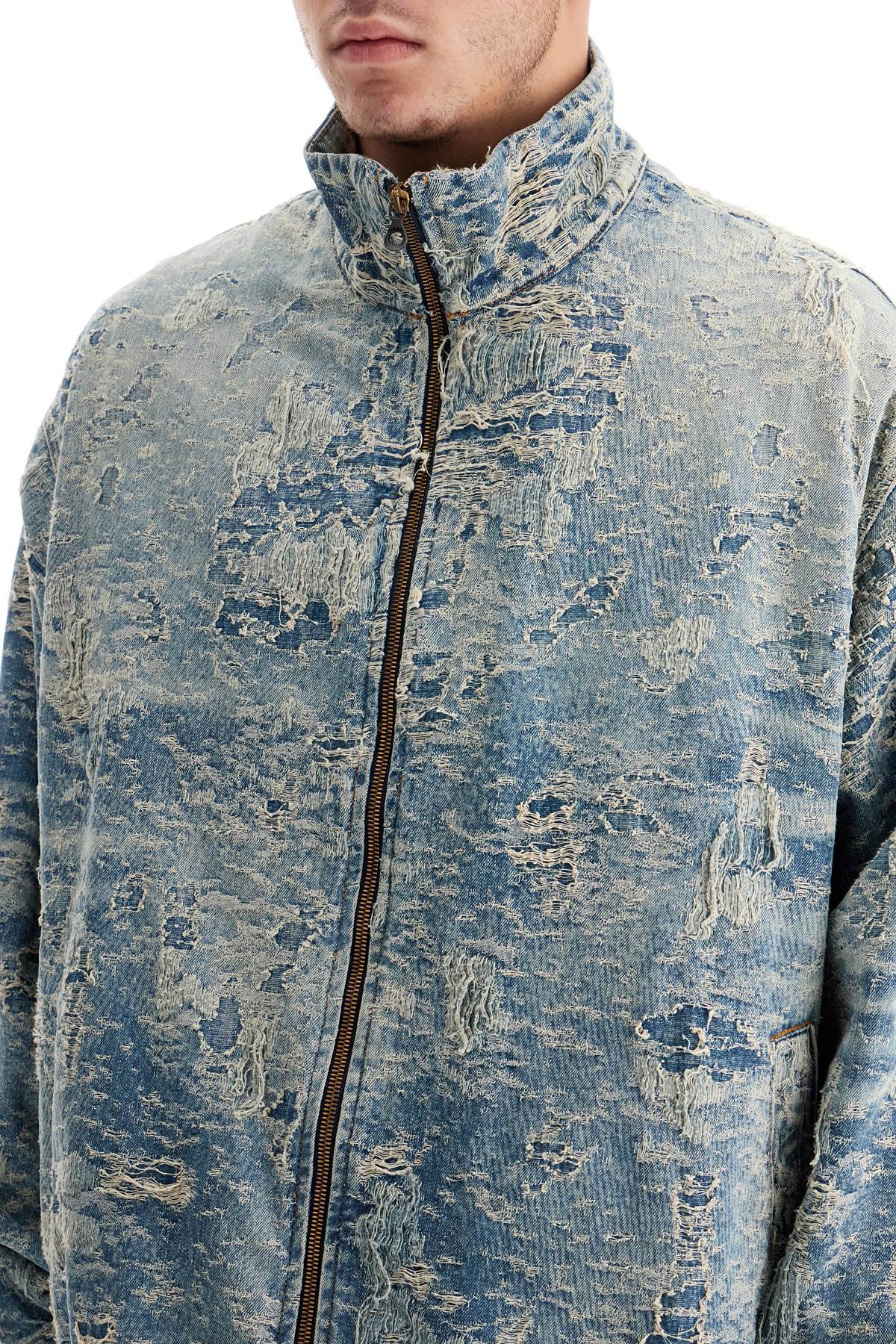 DIESEL Giacca In Denim Jacquard Distressed