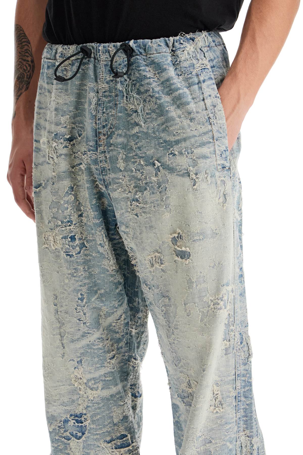 Diesel Distressed Denim Jacquard Pants