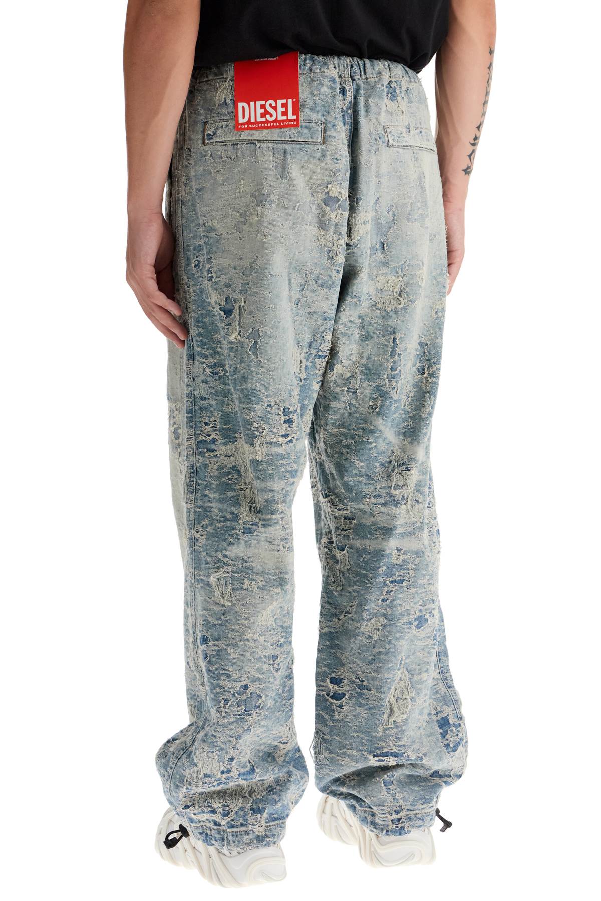 Diesel Distressed Denim Jacquard Pants