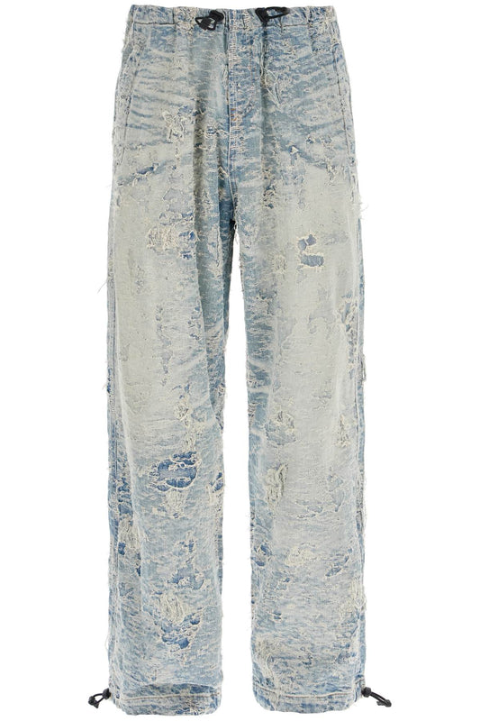 Diesel Distressed Denim Jacquard Pants