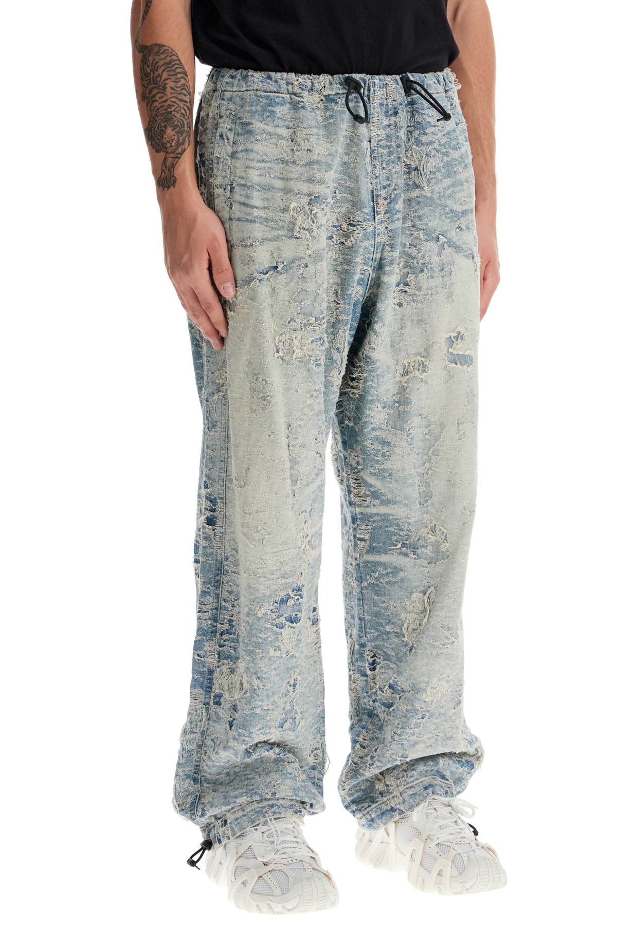 Diesel Distressed Denim Jacquard Pants