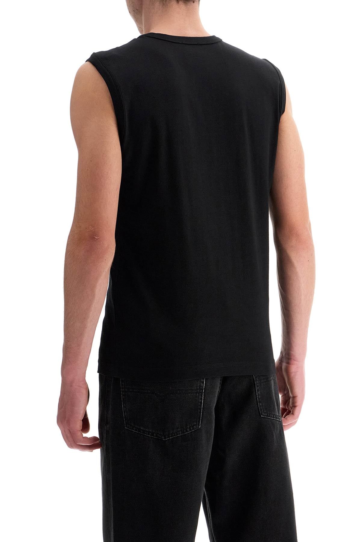 Diesel Black Cotton Tank Top With Embossed Logo