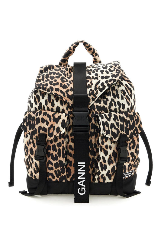 Ganni Animal Print Nylon Backpack