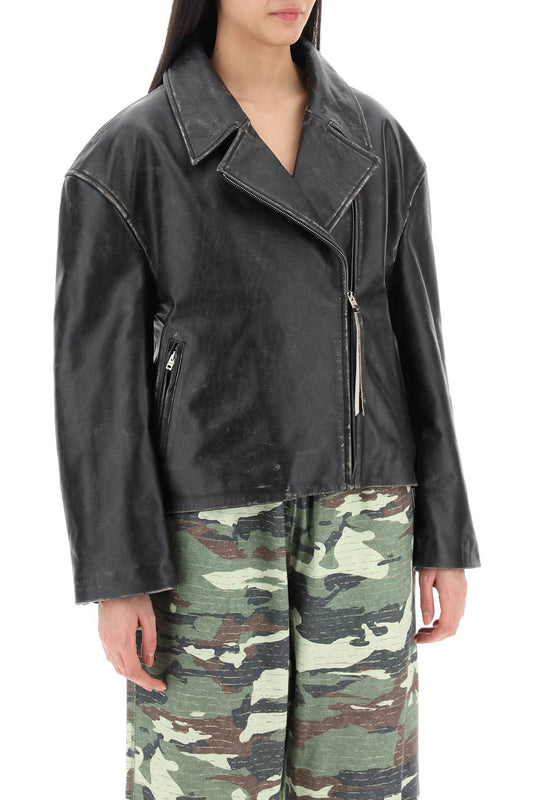 Acne Studios Vintage Leather Jacket With Distressed Effect