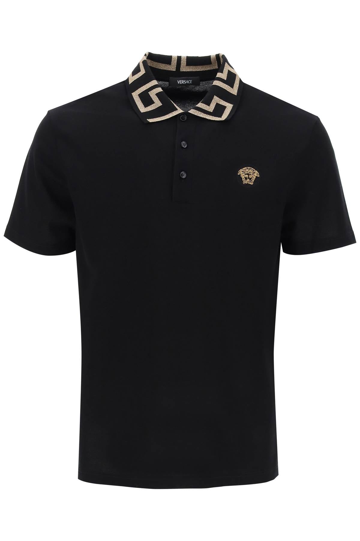 Versace Taylor Fit Polo Shirt With Greca Collar