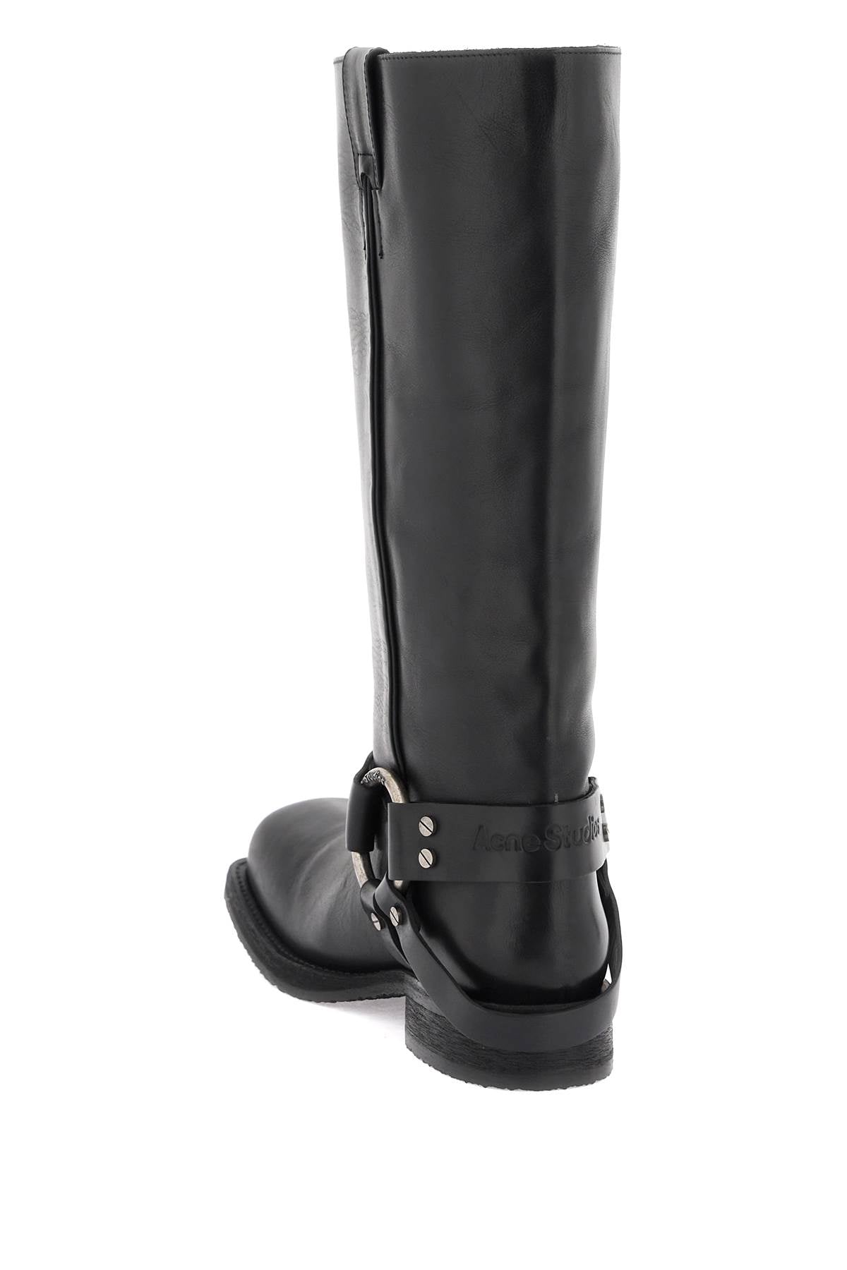 Acne Studios Leather Biker Boots In