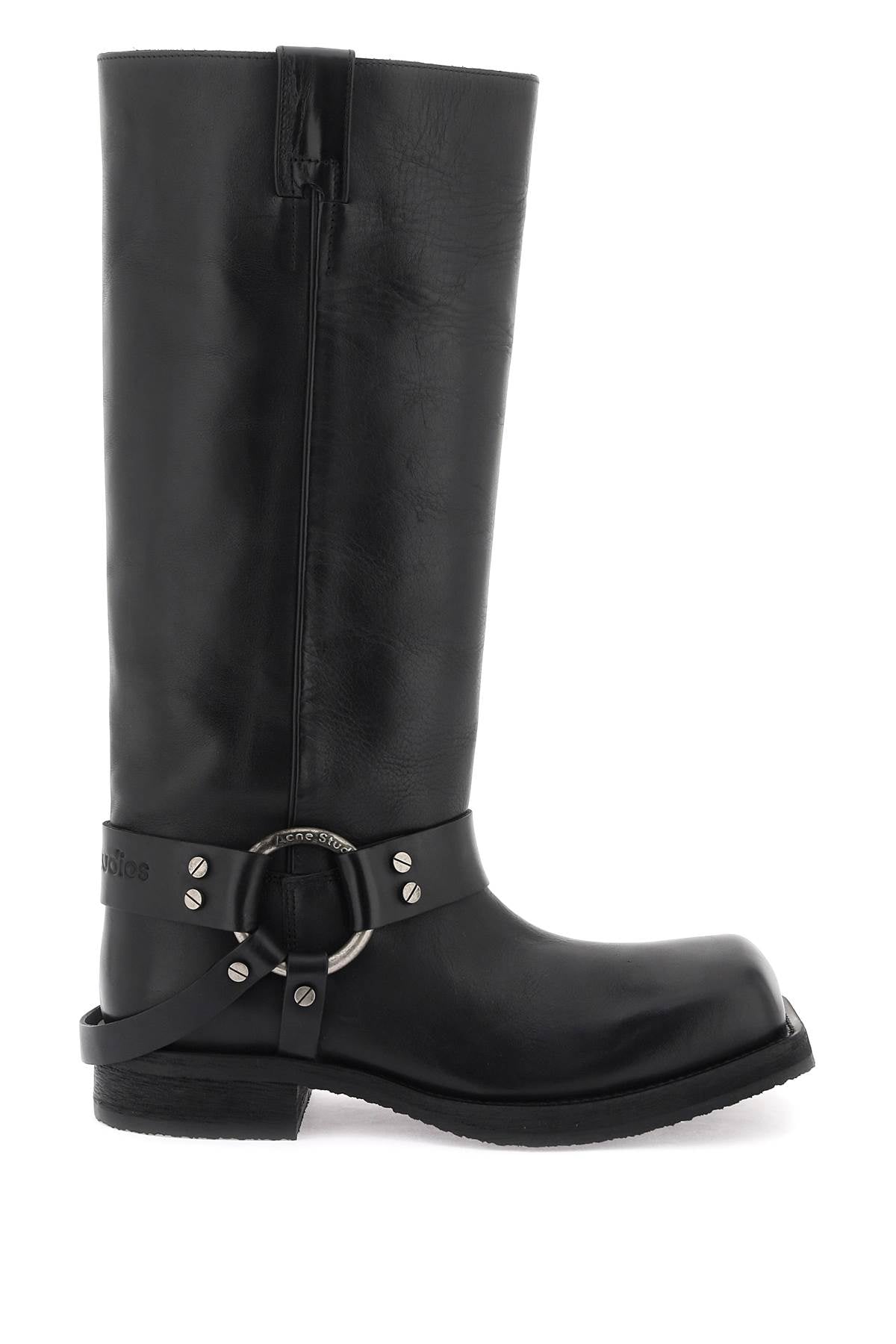 Acne Studios Leather Biker Boots In