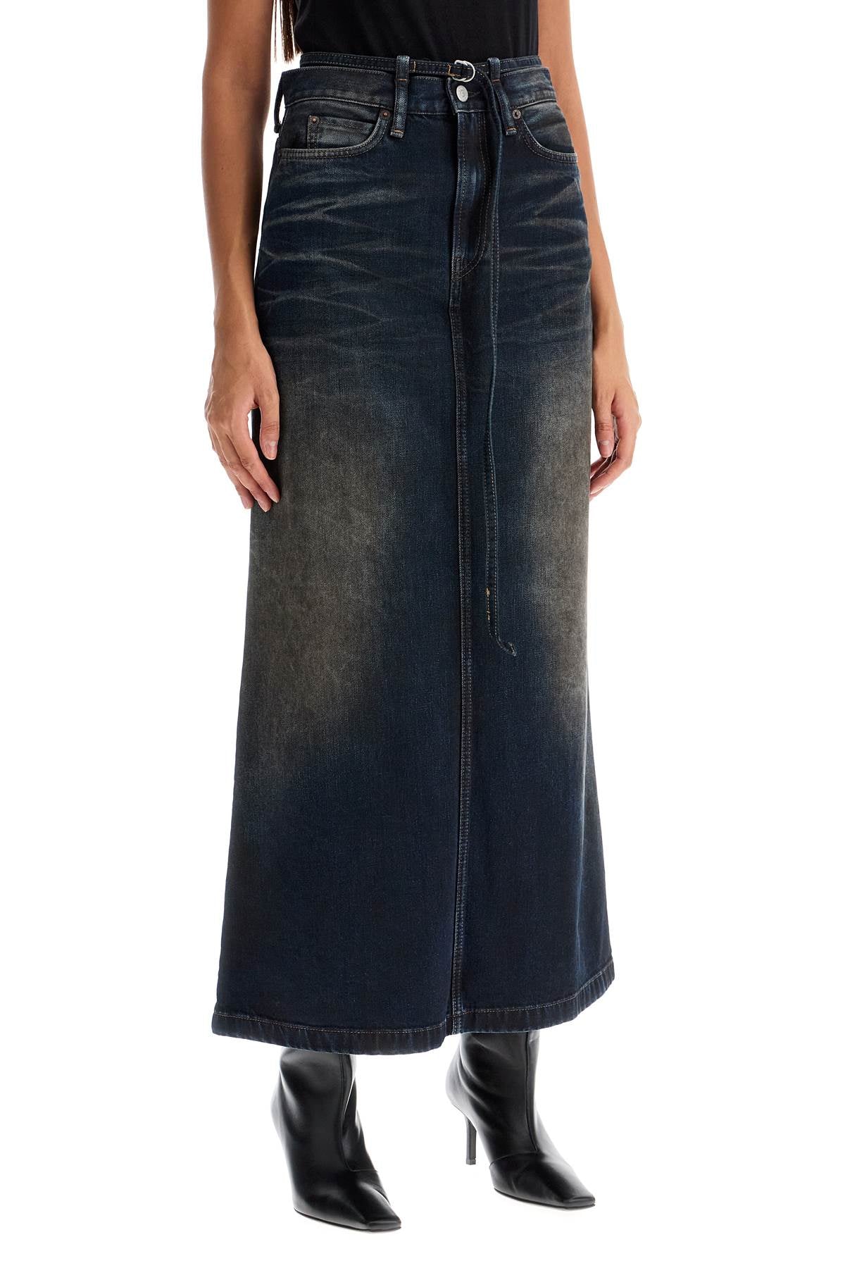 ACNE STUDIOS Maxi Gonna In Denim Con Cinturino In Vita