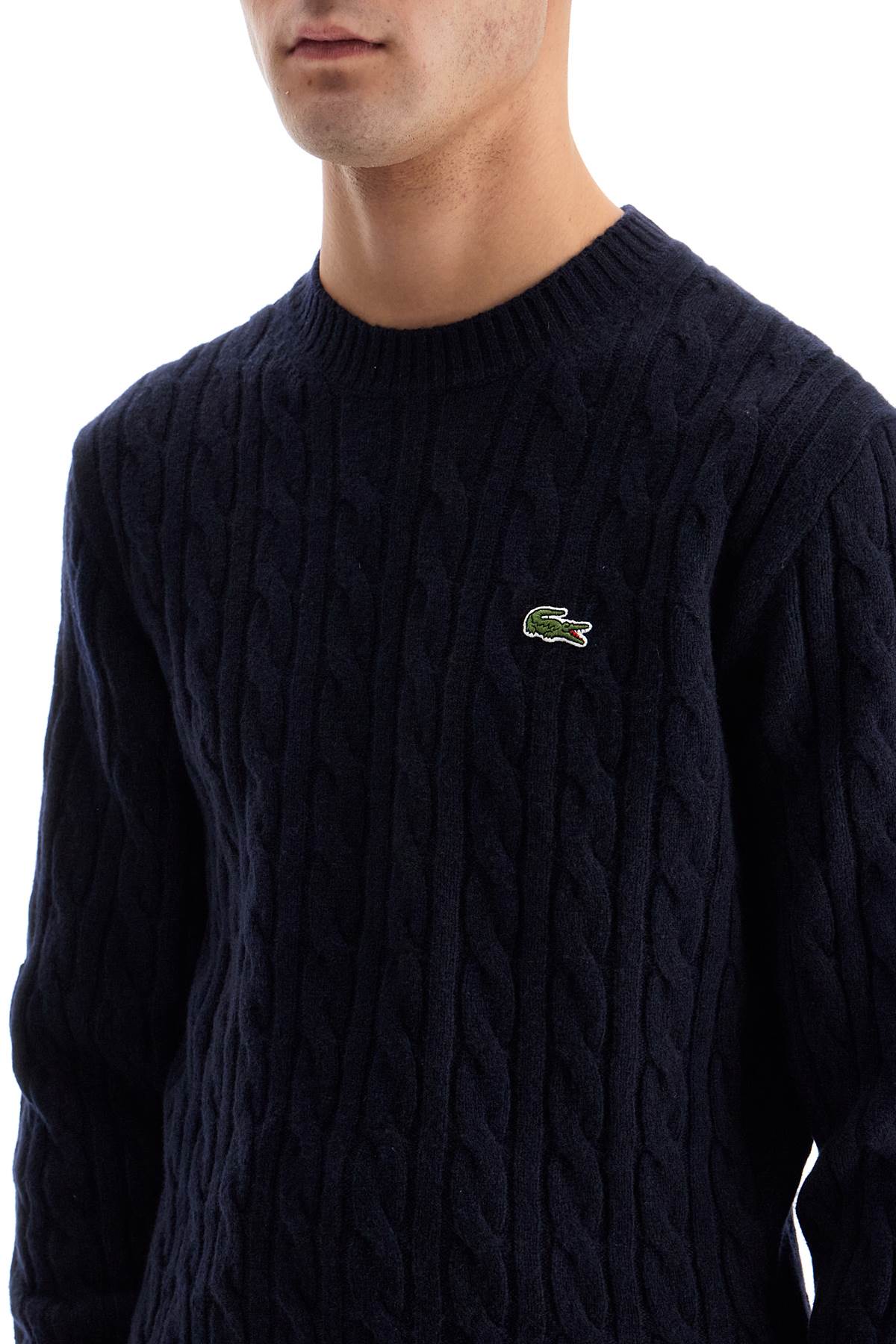 Lacoste Classic Fit Cable Knit Wool Pullover