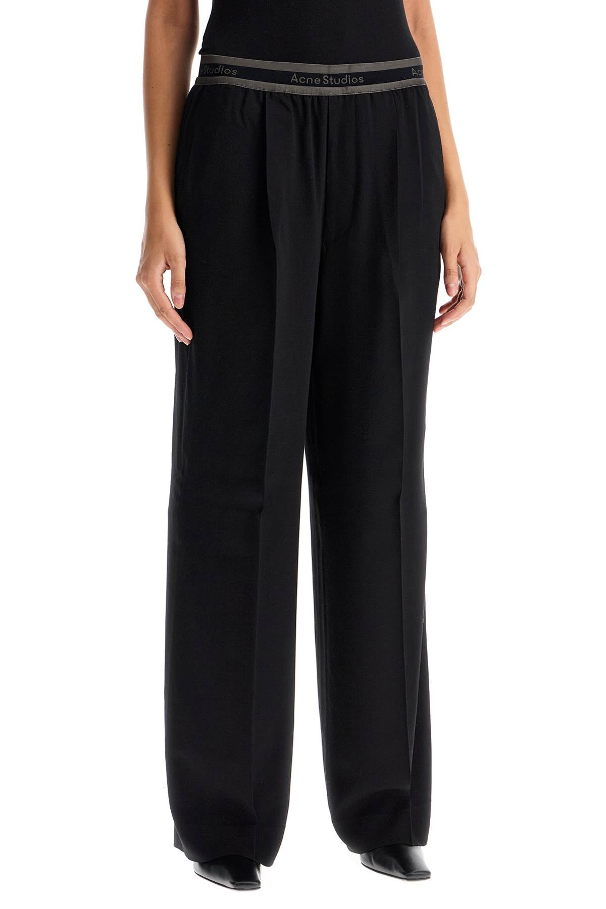 Acne Studios Wide Twill Pants With Elastic Waistband