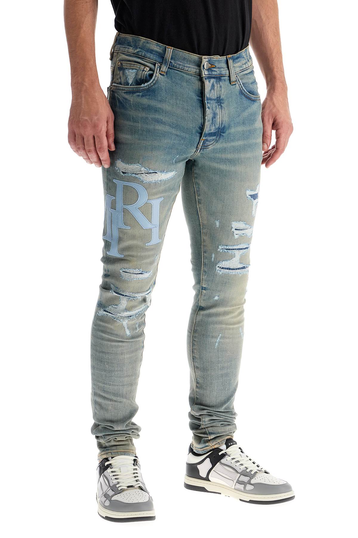 AMIRI Jeans Con Logo In Pelle