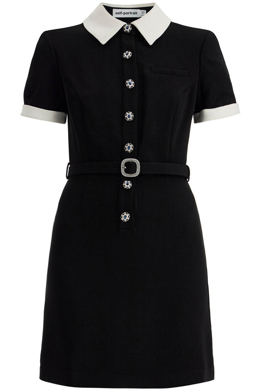 Self Portrait Crepe Mini Dress With Belt