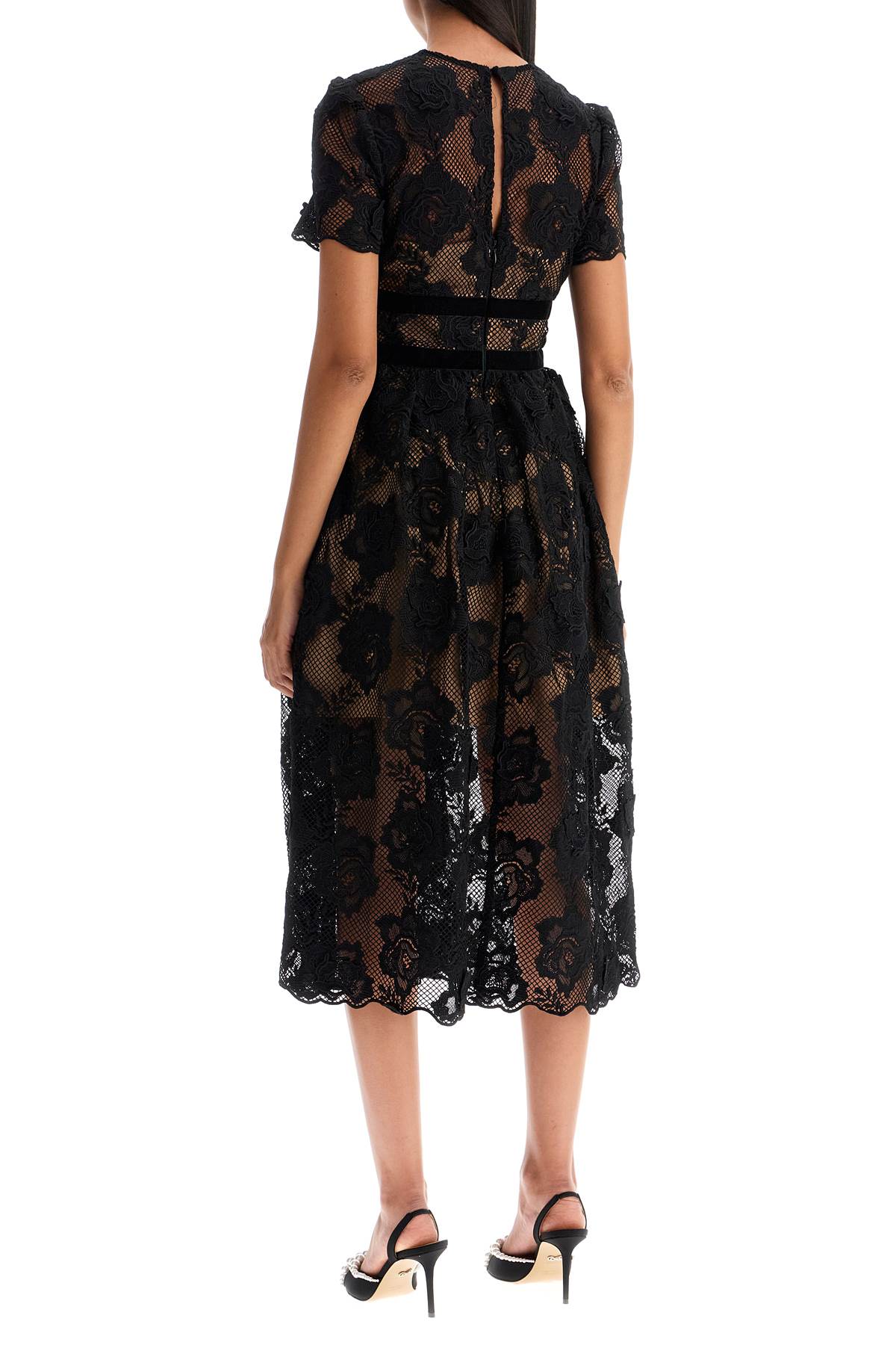 Self Portrait Midi Lace Dress With Bows