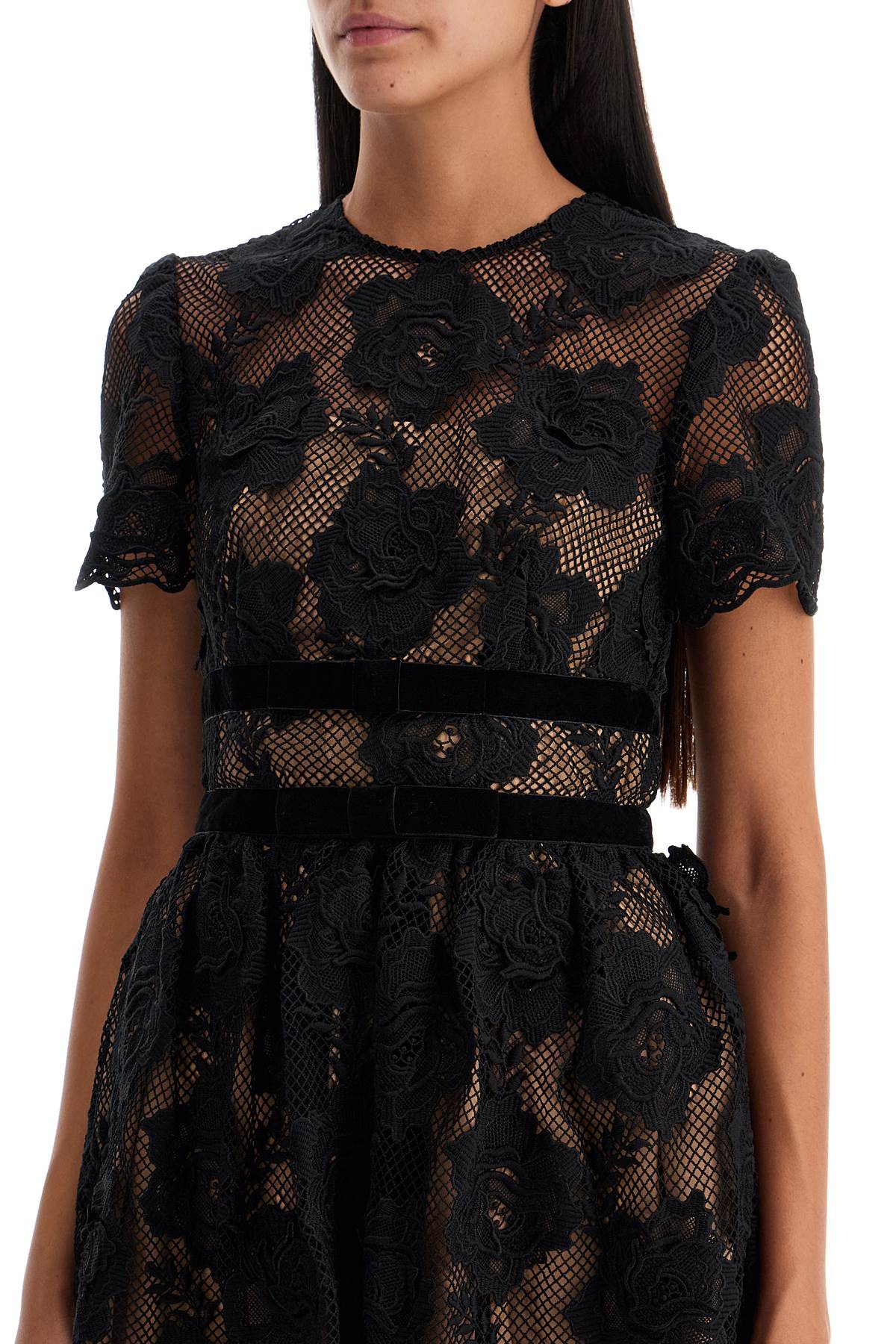 Self Portrait Midi Lace Dress With Bows