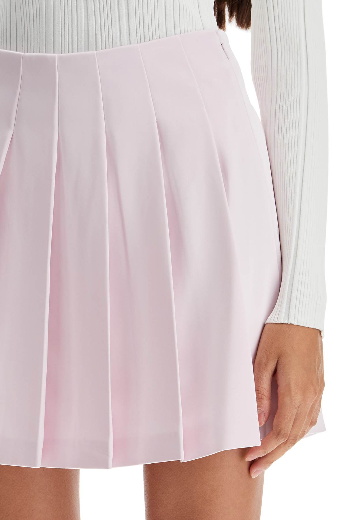 Self Portrait Pleated Satin Mini Skirt