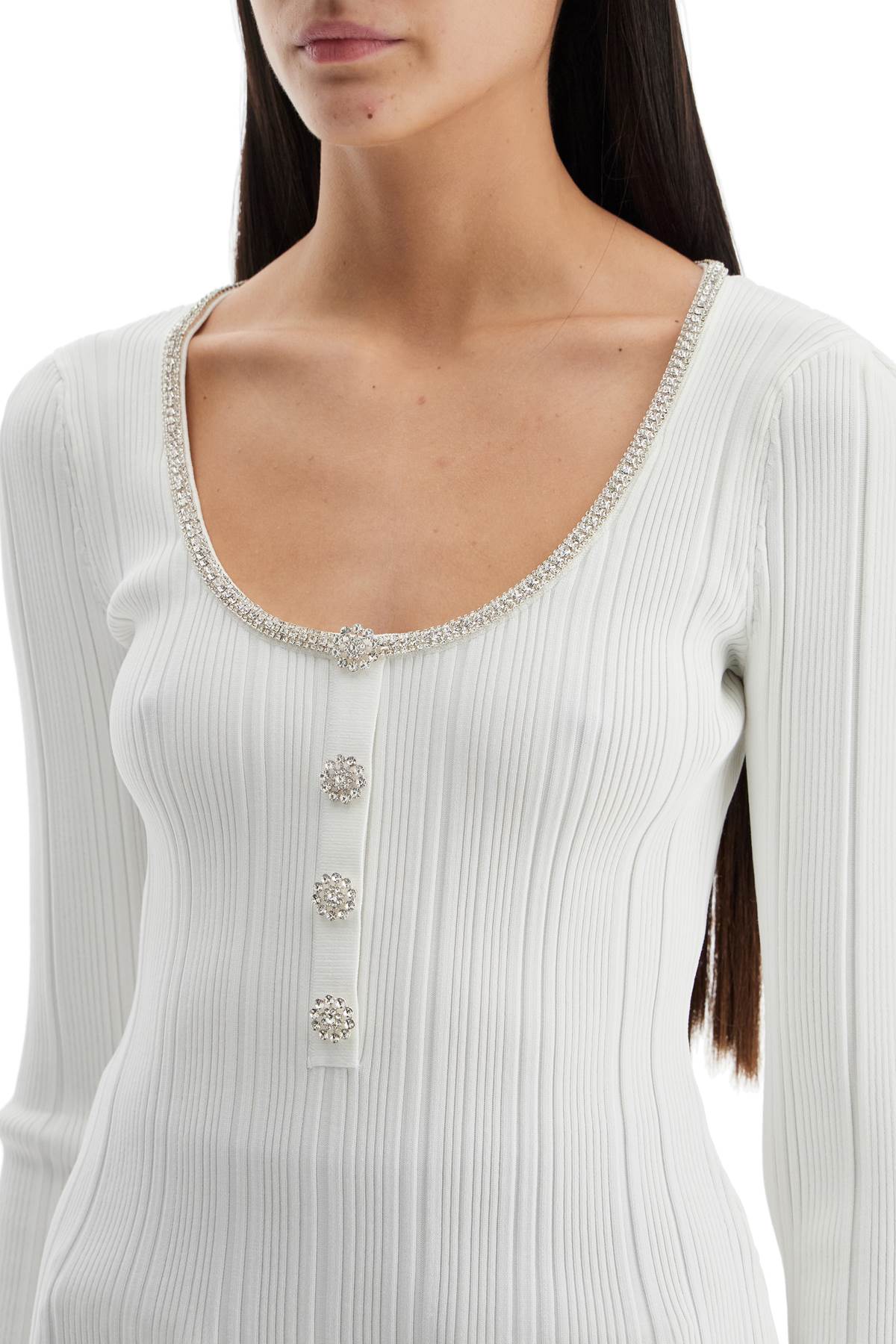 Self Portrait Knit Top With Crystals Embell