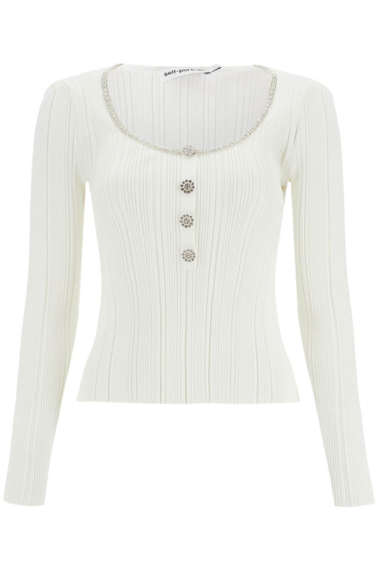 Self Portrait Knit Top With Crystals Embell