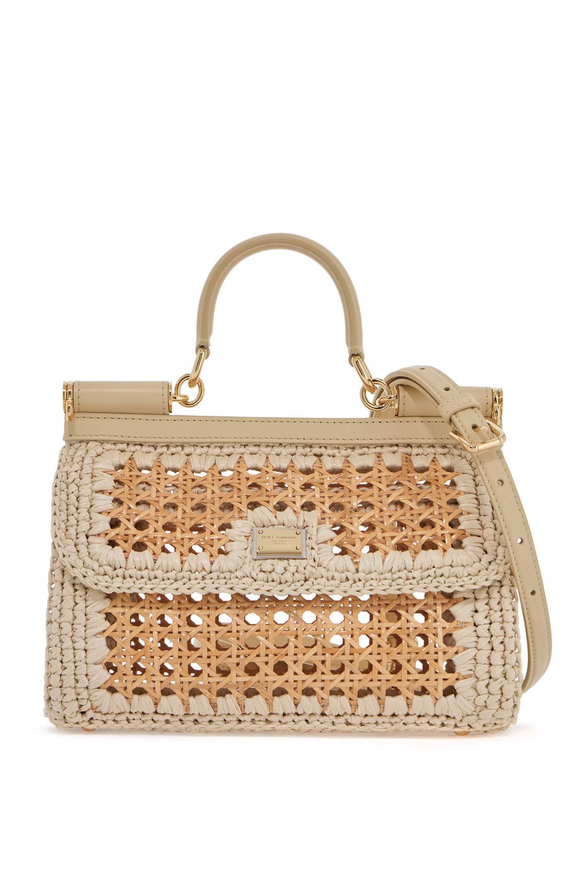 Dolce & Gabbana Extended Sicily Handbag In Straw And Raff