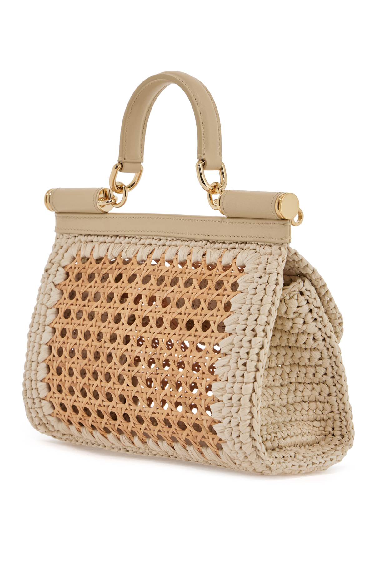 Dolce & Gabbana Extended Sicily Handbag In Straw And Raff