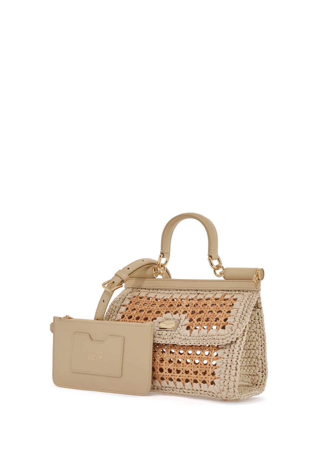 Dolce & Gabbana Extended Sicily Handbag In Straw And Raff