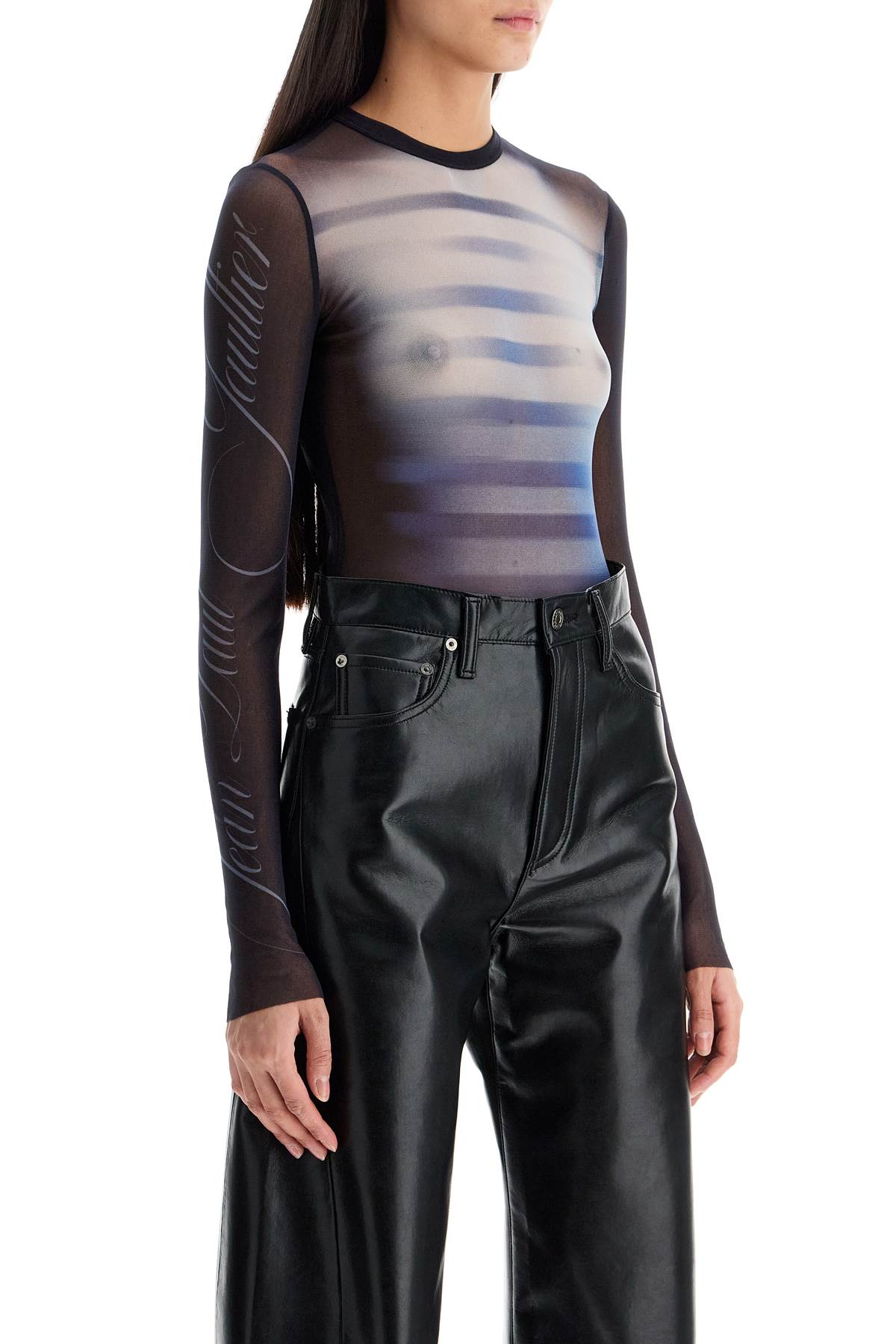 Jean Paul Gaultier Printed Mesh Body Suit For