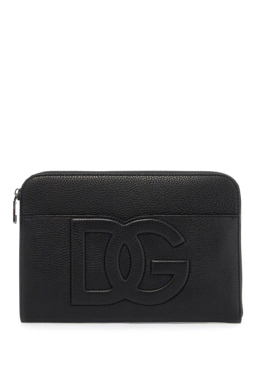 Dolce & Gabbana Embossed Leather Media Pouch