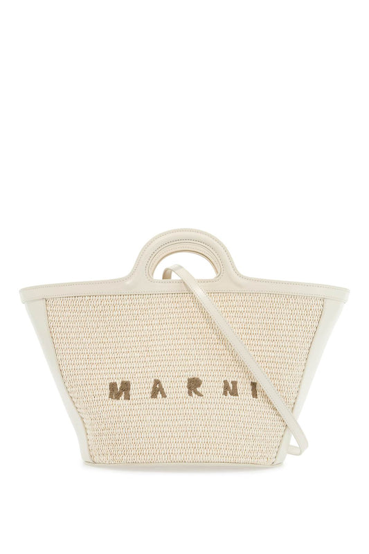 Marni Beige Cotton And Nylon Handbag With Woven Design