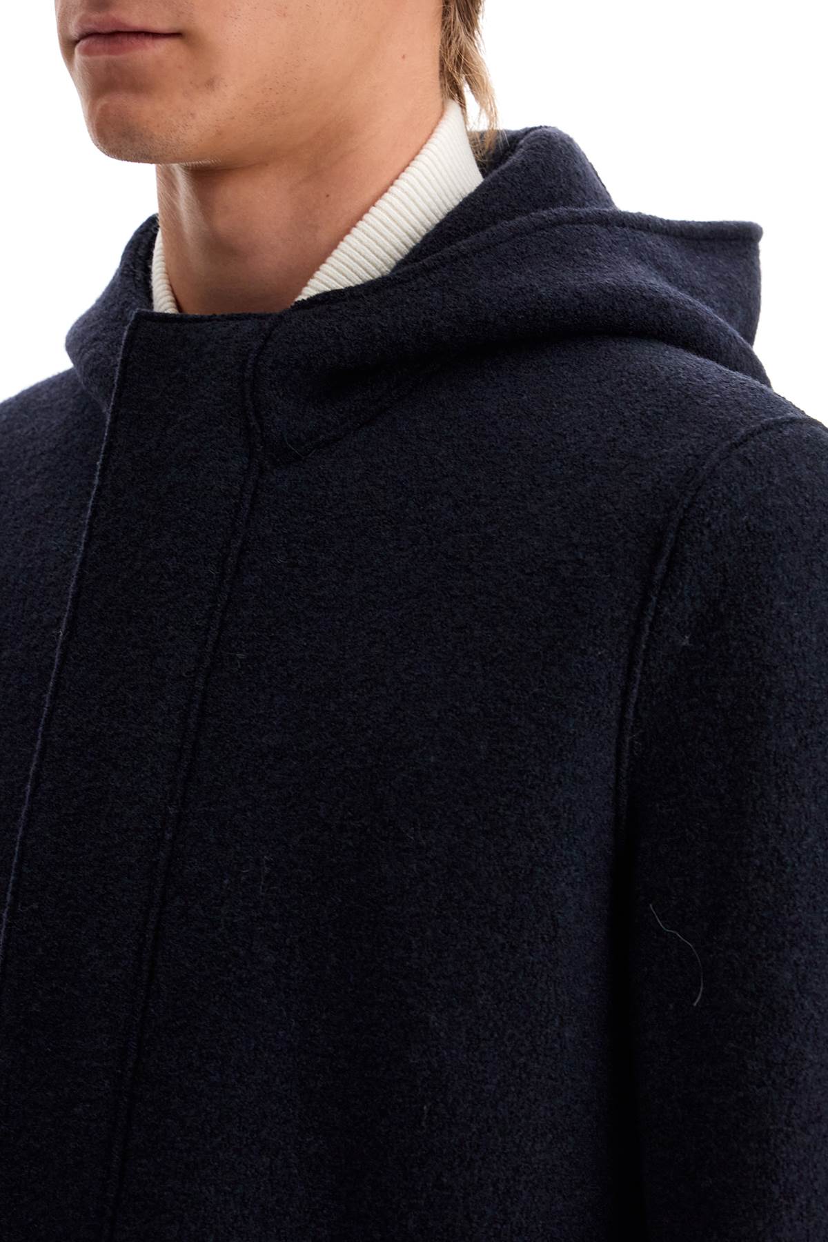 Harris Wharf London Hooded Wool Coat In Boiled Wool