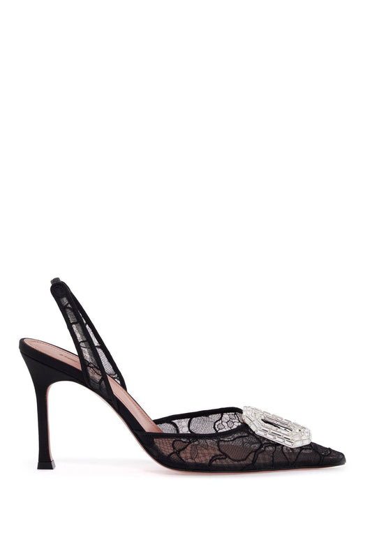 Amina Muaddi Camelia Lace Slingback Pumps