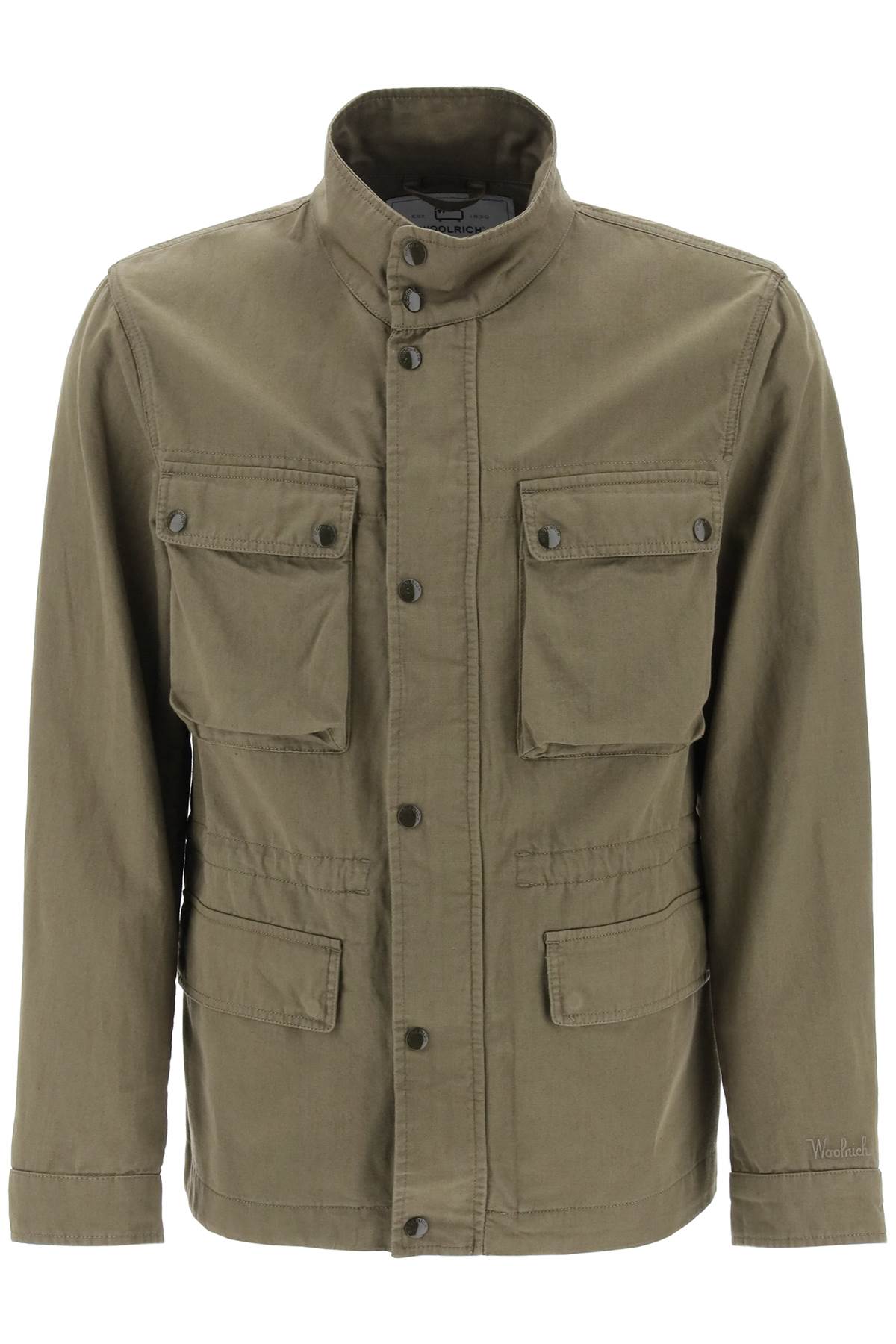 Woolrich Field Jacket In Cotton And Linen Blend